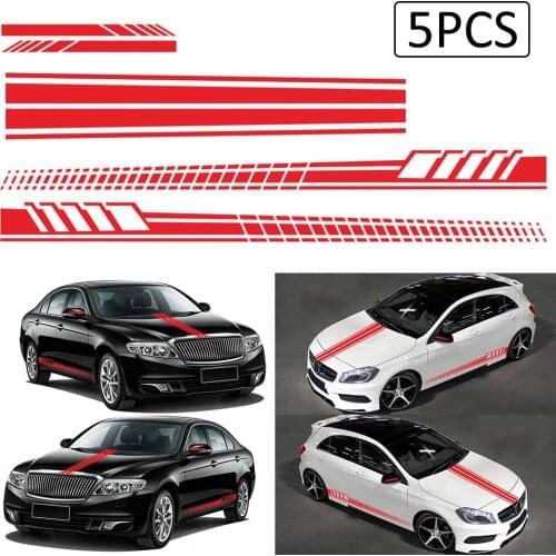 5PCS Car Side Stripes Side Stripe Skirts Graphics Vinyl Sticker Decals Racing Sport Car Stickers Auto Body DIY Car Accessories