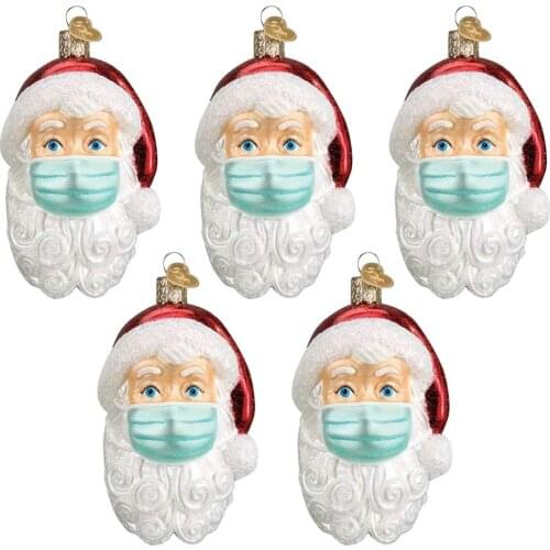 5pcs Santa Claus DIY windowsi Quarantine Christmas Personalized Santa Pendant Decorate Hanging Xmas Tree Ornament 2021 New Year