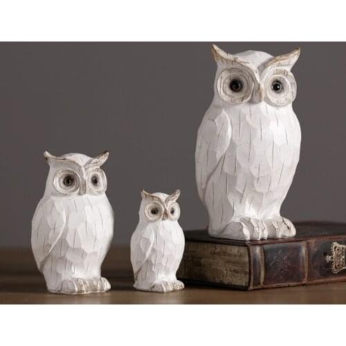 AMERICAN VILLAGE NORDIC OWL ART SCULPTURE ANIMAL BIRD STATUE CREATIVE RESIN CRAFT DESKTOP DECORATIONS FOR HOME R3506