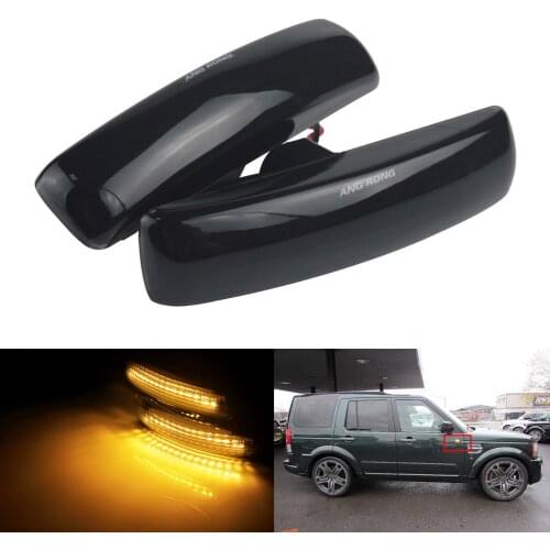 ANGRONG Amber LED Black Smoked Side Repeater Light For Land Rover Discovery 3 &4 Freelander