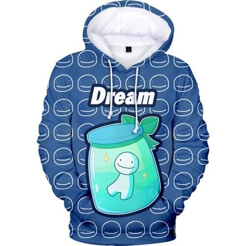 Dream Smp Kids Hoodie for Boys Girls Green DreamWasTaken Cosplay Children Cartoon Sweatshirts Dream Merch Graphic Pullovers Tops