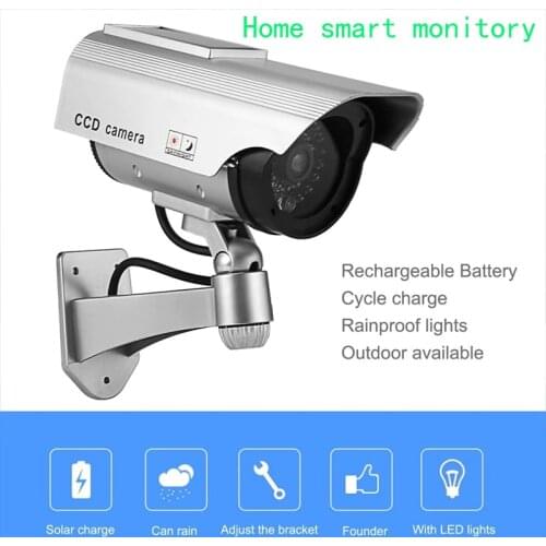 Dummy Camera Solar Battery Powered Flicker Blink LED Fake Indoor Outdoor Surveillance Security Camera Bullet CCTV Camera
