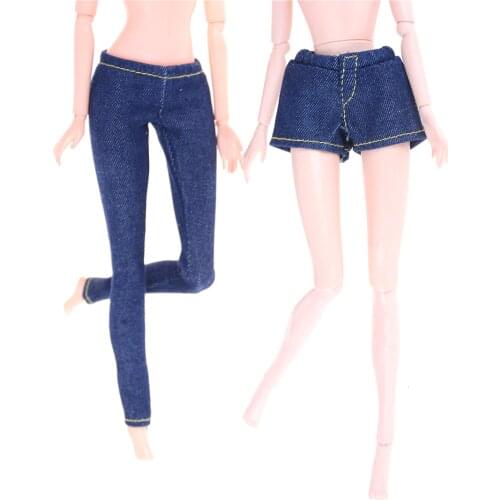 Elastic Jeans Bottoms Trousers Shorts Long Pants For Doll Cloth Fashion Outfit For Blythe 1/6 BJD Dolls Shoe Accessories