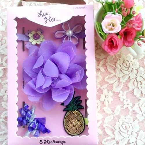 F192 Baby Girl Gift Set Purple Series Pineapple Hairband With Hair Accessories Gift Set Beautifully Hairpin