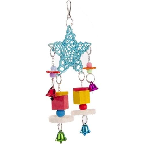 Bird Toys Interactive Bird Chewing Toy Star Pendant Parrot Hanging Toy Bird Blocks Toy With Bell Bird Supplies Pet Accessories