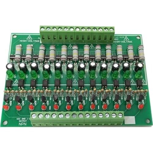 12-way 220V optocoupler isolation module/220V detection module/AC current detection/card guide rail