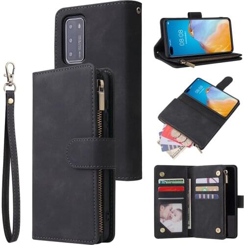 Zipper Wallet Leather Phone Case For Huawei P40 Pro P30 Lite Mate 30 Pro Honor 20 10i P Smart 2019 Flip Case Book Magnetic Case