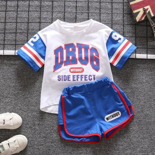 Boys vest T-shirt short-sleeved suit girls summer top + shorts baby clothes childrens sports pants two-piece suit