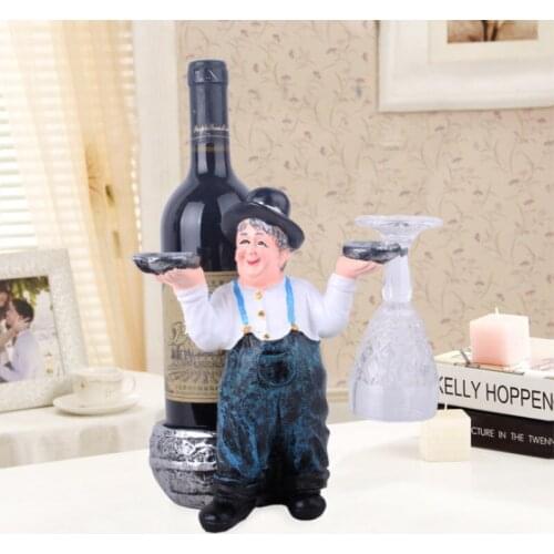 Creative European Waiter Wine Rack Home Decoration Resin Crafts Wine Cabinet Wine Rack Display Bar Decoration