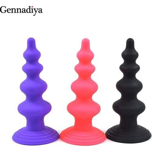 Medical Materials Anal beads plug Silicone butt Plug Waterproof Erotic balls private Stimulator for women health massager 3color