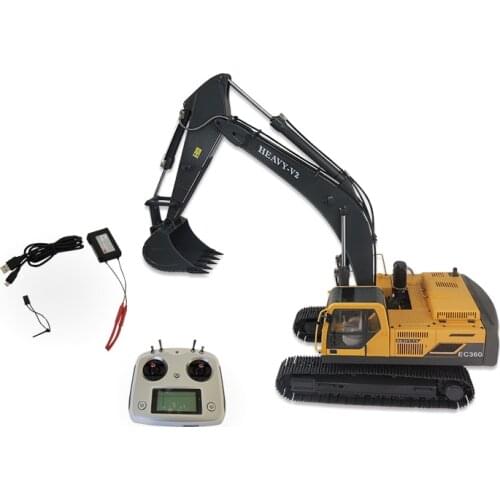JDM 1/14 RTR V2 Hydraulic Metal RC Excavator Remote Control Truck Car FS I6S Valve Pump Outdoor Toys For Boys Gift TH18487-SMT6