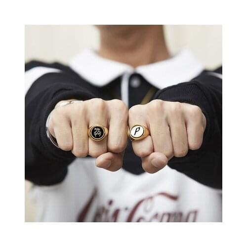 Onlysda Vintage Black Stainless Steel Men Ring Letter Freemasonry Retro Punk Gold Color Titanium Male Ring Jewelry OSR229