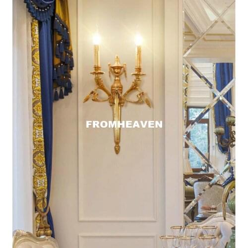 New Arrival American Classical Copper Wall Lamp Art Wall Light Country Style LED Sconce Lamp Fixtures Bronze E14 Bedroom Light
