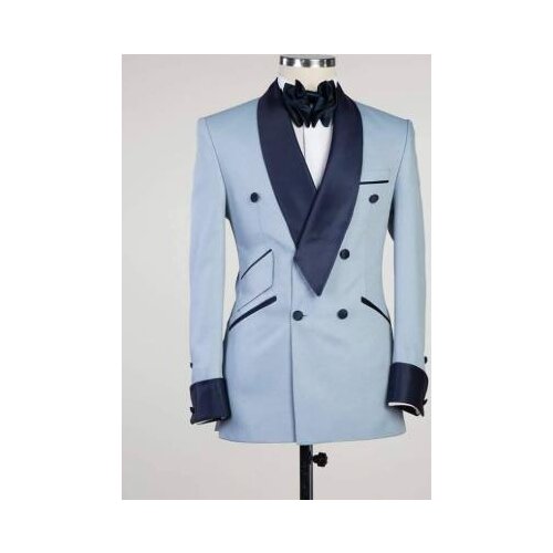 2020 New Burgundy Red/ Light Blue With Black Lapel Mens Slim Fit Formal Suits Custom Made Wedding Tuxedos Suits Only one Jacket