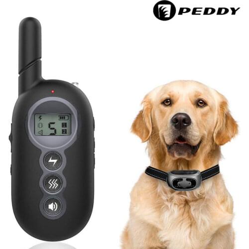 Remote Dog Training Collar 1000mRechargeable Anti Bark Collar Control Trainer Device with Vibration / Electrostatic Pulse / LCD