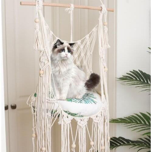 Hand-woven Swing Bed Pet Hammock Tassel Tapestry Pet Cat Swing Cat And Dog Hanging Basket Pet Nest Home Decoration