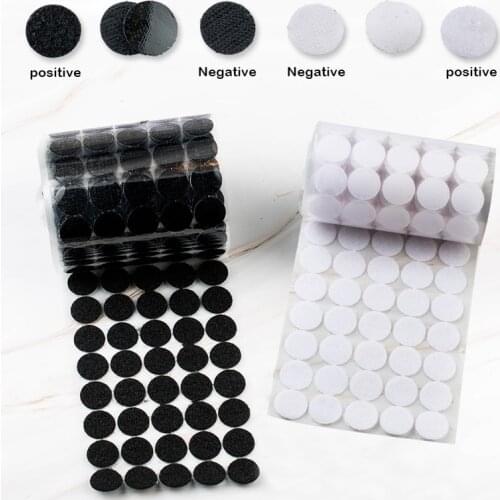 100Pairs Self Adhesive Tape dots 10/15/20/25/30mm White Black glue on Hooks Loops Sticker strong Nylon waterproof Adhesive boob