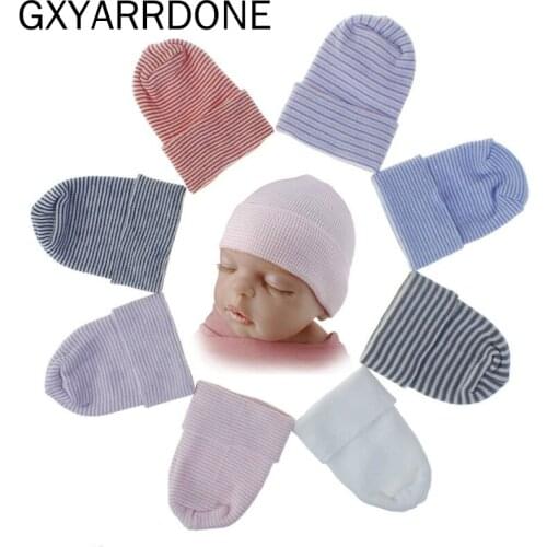 Winter Newborn Hospital Hat Girls Double Warm Baby Beanie Infant Cap Striped Elastic Baby Girl Hat Newborn Cap 8 Colors
