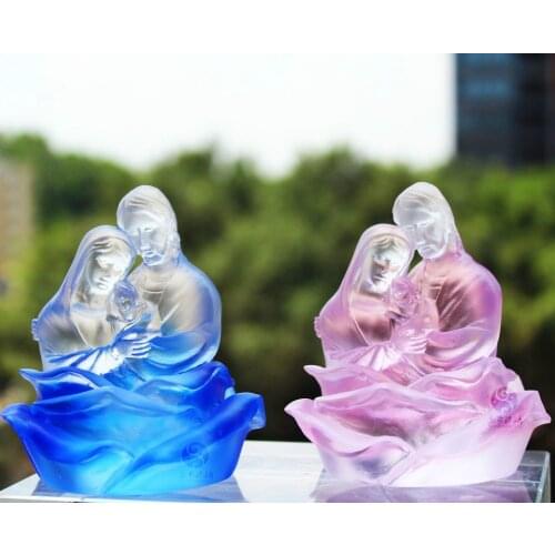 Glass Jesus Virgin Mary Son Family Three Crafts Glass Catholic Church Supplies Family Decoration Holiday Gifts