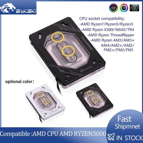 Bykski CPU Water Block use for AMD RYZEN3000 AM3 AM3+ AM4 1950X TR4 X399 X570 Motherboard / 5V 3PIN RGB Light /Copper Radiator