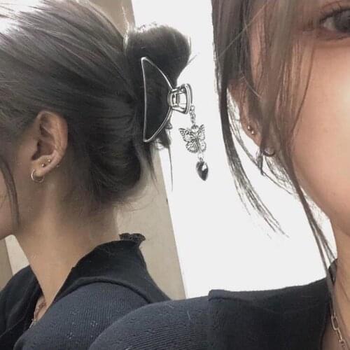 Hollow Out Butterfly Heart Tassel Hair Pins For Women Girl Vintage Metal Silver Color Harajuku Hair Clip Jewelry Accessories New