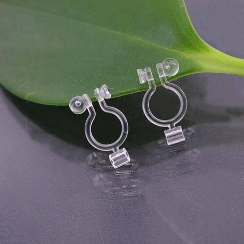 Wholesale 50 PCS Transparent Ear Clip For Jewelry Making ,U-shaped Resin Ear Clip Setting DIY Jewelry Findings