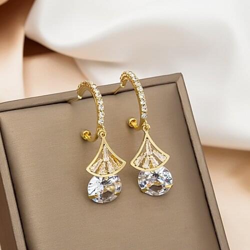 High Grade Crystal Star Drop Water Earrings For Women Girls Trendy Rhinestone Geometric Shaped Stud Ear Jewelry Party Gifts