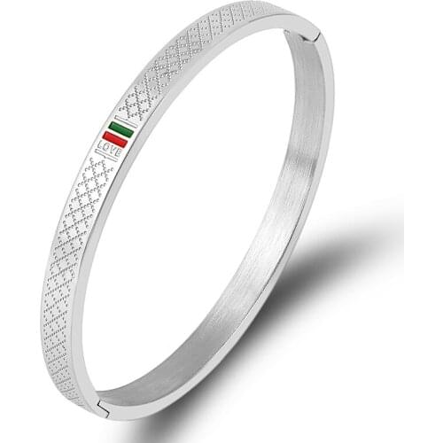 2021 Summer New Arrival Womens Bangles Stainless Steel Cuff Bracelet Rose Gold Pulseras Mujer Hip Hop Jewelry Christmas Gift