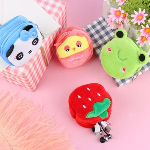 4Pcs Plush Coin Purse Wallets Frog Coin Purse Soft Headset Bag