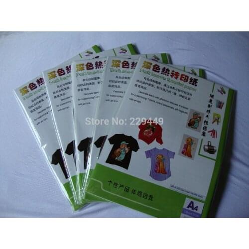 50pcs*A4 Dark Color Inkjet Transfer Printing Paper Thermal Transfers Paper With Heat Press Design Fabric T shirt Transfer Paper