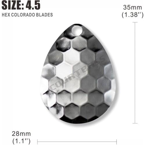 50pcs Size 4.5-28x35mm Nickel Plating Steel Colorado Spinner Blades Hex Pattern, DIY Spinner bait Fishing Lure,Tackle Craft