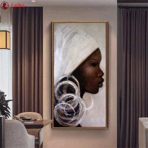 5D DIY Diamond Painting Abstract art black white africa woman face cross stitch full square/round diamond mosaic embroidery