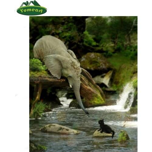 5D Diy Square Diamond Painting Elephant Handicraft Needlework Embroidery Resinstone Diamond Cross Stitch Mosaic Wall Decoration