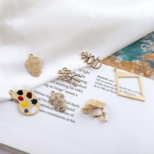 6pcs Korean Style 2020 Irregular Geometric Text Brush Screw Ear Clip Statement Earrings for Women Material Jewelry Accessories