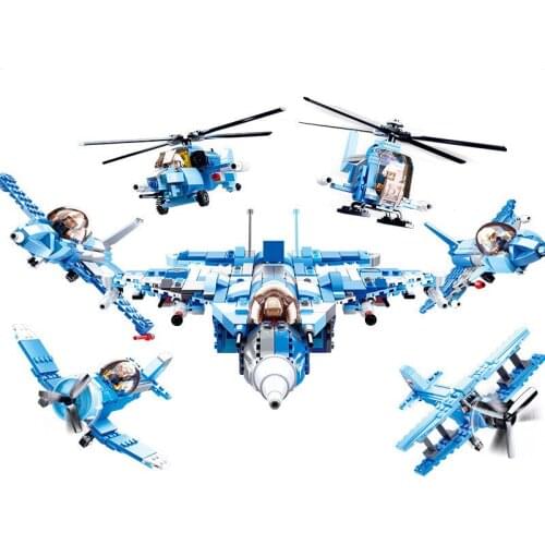 728PCS SLuban Assembled Building Blocks Military Series 6-in-1 Carrier-based Fighter Assembly Model Boy Toy 0666 Gift