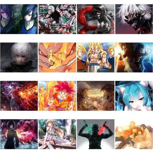 Diamond Painting Anime A Man with Fangs Red Eyes and White Hair with A Black Mask A Man with Big Colored Wing Home Decor Poster