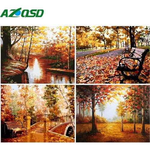 AZQSD DIY Painting By Numbers Autumn Drawing On Canvas Unique Gift Oil Painting By Numbers Landscape Home Decoration