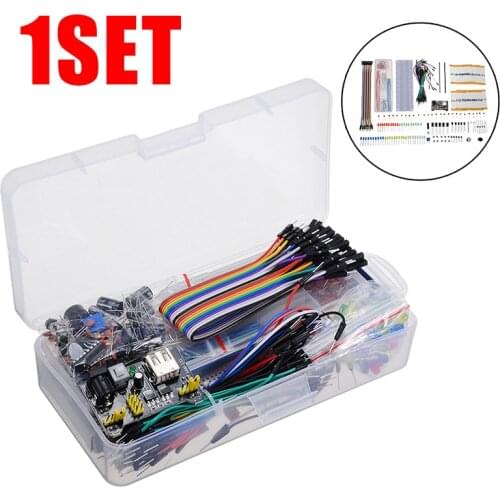 Electronics Component Basic Starter Kit With 830 Tie-points Breadboard Cable Resistor Capacitor LED Potentiometer