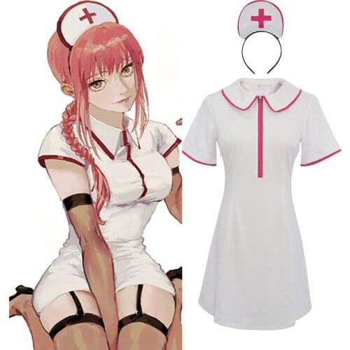 Chainsaw Man Makima Power Nurse Cosplay Costume Dress Headwear Halloween Carnival Party Costume Suit