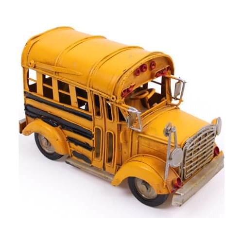 Decorative Metal Car Yellow School Bus- Trinket, Miniature, Gift,Vintage Nostalgic-Handmade and hand painted Quality Durable