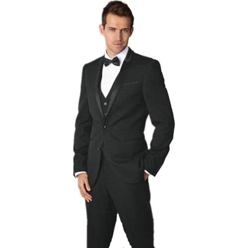 Elegant Slim Fitted Men Formal Suits Office Business Wedding Tuxedos For Groom Groomsmen Custom Online (Jacket+Pants+Vest)