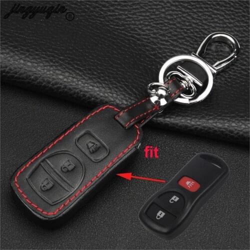 Jingyuqin Leather Remote Car Key Cover 3 Button for NISSAN Pathfinder Titan Versa Maxima Frontier Xterra Murano INFINITI