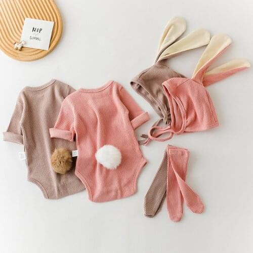 Melario Infant Clothing Set Baby Girl Boys Clothes Autumn Spring Newborn Baby Rompers Hat Socks 3pcs Jumpsuit Overalls Costume