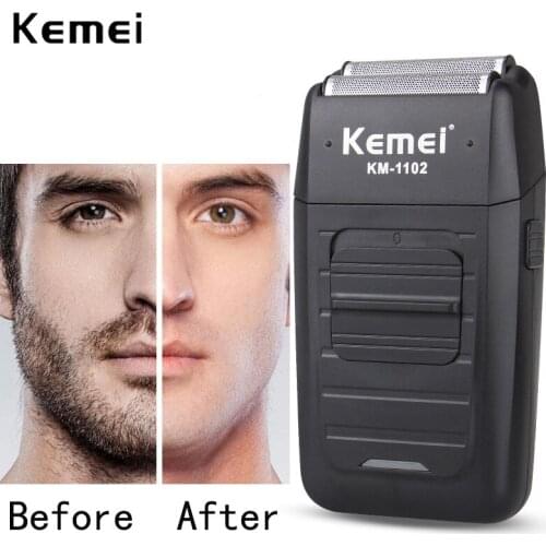 Kemei KM-1102 Rechargeable Cordless Shaver for Men Twin Blade Reciprocating Beard Razor Face Care Multifunction Strong Trimmer