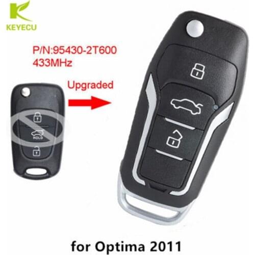 KEYECU 3 Button 433MHz ID46 Upgraded Flip Remote Car Key Fob for KIA Optima 2011 P/N: 95430-2T600