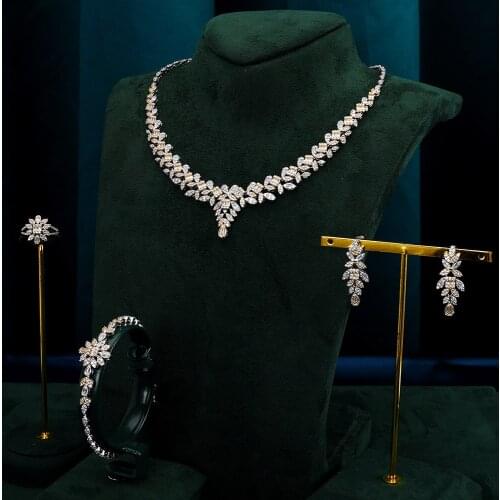 TIRIM Dubai Luxury Elegant Bridal Necklace Set for Women Cubic Zirconia Wedding Jewelry Sets For Brides Accessories jewelri