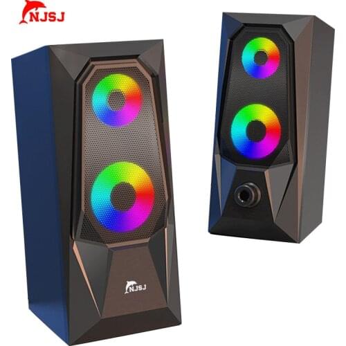 NJSJ Computer Speaker 3D RGB LED Speaker USB Wired Multimedia Speaker for PC Monitor Desktop Laptop Gaming Tablets Projectors TV