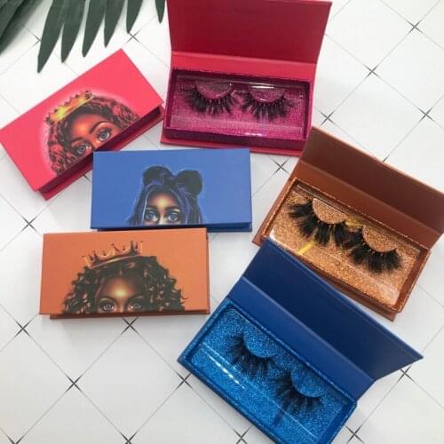 Beauty eyelash box shiny custom logo personalized hard magnetic box free clear tray