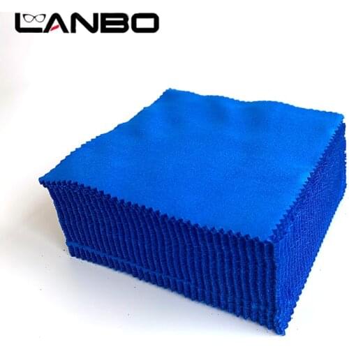 LANBO 100 pcs 13*13cm blue color Microfiber Glasses Cleaning Cloth For Lens Phone Screen Cleaning Wipes