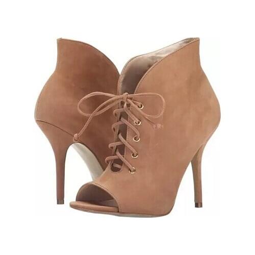 Hot selling fish mouth high heel women bootie glamorous lace-up stiletto heel pumps for girls spring fall dress shoes